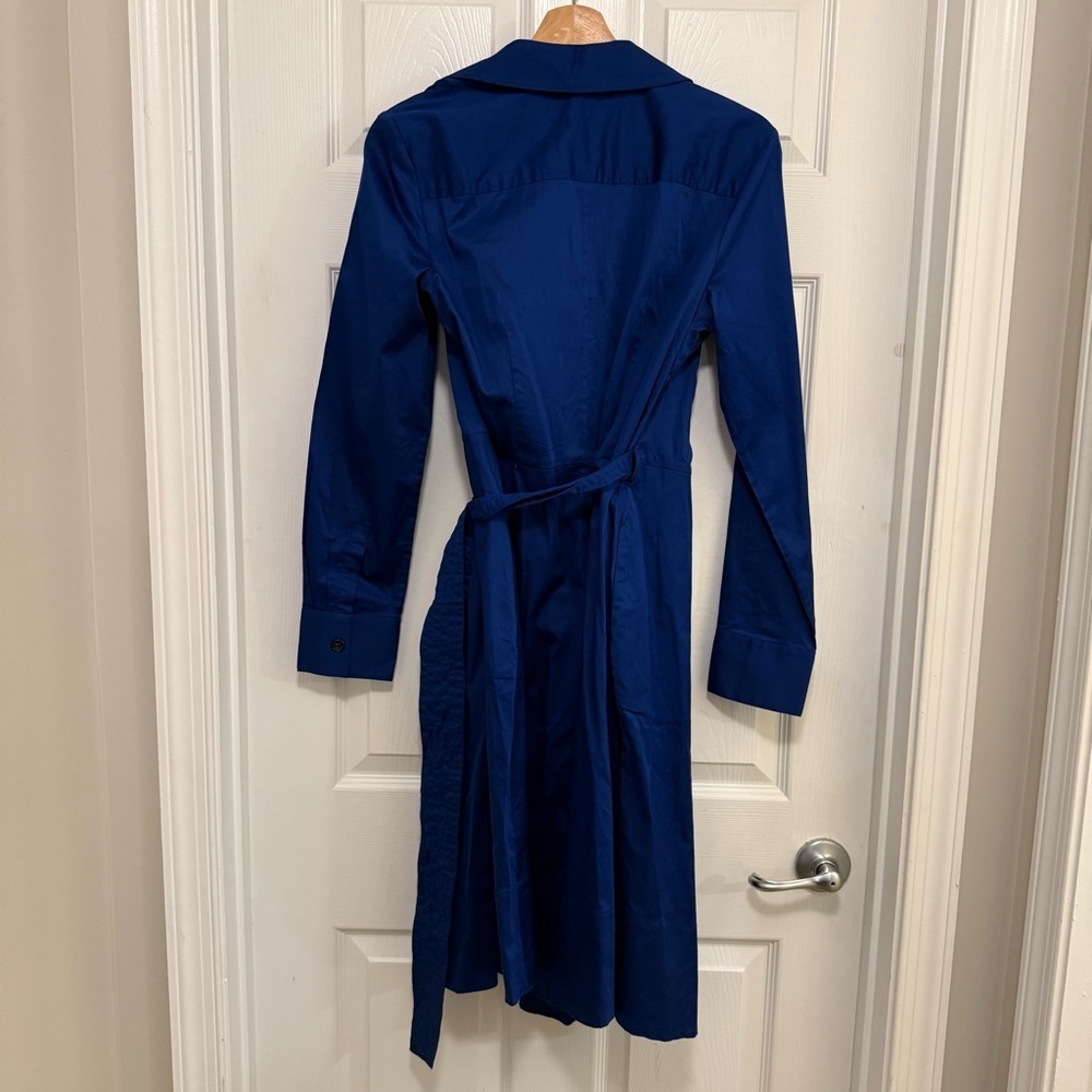NWT Talbots Royal Blue Cotton Wrap Shirtdress - Picture 2 of 5